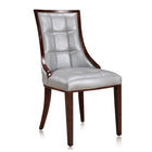Manhattan Comfort Fifth Avenue 18.5" Traditional Faux Leather Upholstered Dining Chair - Silver and Walnut - Set of 2-Standard 4-Leg Base