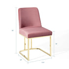 Modway Amplify Sled Base Performance Velvet Dining Chairs - Gold/Dusty Rose - 2 Pack-Performance Velvet Polyester Upholstery
