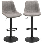 HOMCOM Adjustable Leathaire Swivel Bar Stools with Back - Grey - 2 Pack-Set of two chairs for a stylish and coordinated look
