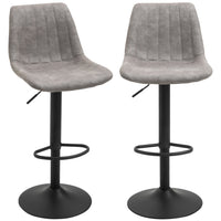 HOMCOM Adjustable Leathaire Swivel Bar Stools with Back - Grey - 2 Pack-Set of two chairs for a stylish and coordinated look
