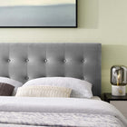 Modway Emily Biscuit Tufted Performance Velvet Full Headboard - Grey-Elegant Biscuit Tufted Buttons