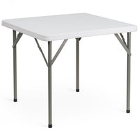 Flash Furniture 34" Square Granite Plastic Folding Table - White-Ready To Use Commercial Table