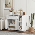 PawHut Cat Litter Box Enclosure with Drawer, Storage and Anti-tip Kit - White-Functions as cat condo, enhancing comfort and privacy 
