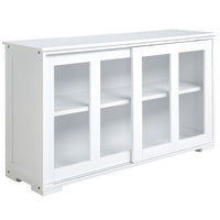 HOMCOM 42" L Modern Kitchen Storage Cabinet with 2 Sliding Glass Doors - White-Compact sideboard is perfectly for a smaller dining space