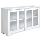 HOMCOM - Armoire de rangement de cuisine moderne 42 po L avec 2 portes coulissantes en verre - blanc-Le buffet compact est parfait pour un espace salle à manger plus petit 