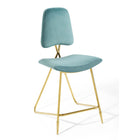 Modway Ponder Performance Velvet Counter Stool - Sea Blue-Performance Velvet Polyester Upholstery