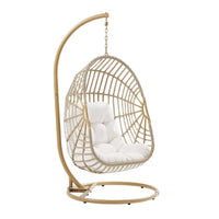 Modway Amalie Wicker Rattan Outdoor Patio Rattan Swing Chair - Natural White-Outdoor Patio Hanging Swing Chair