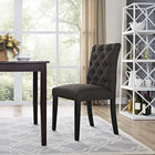 Modway Duchess Button Tufted Fabric Dining Chair - Brown-Solid Rubberwood Legs