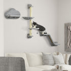 PawHut 3-Piece Cat Shelves with Hammock, Scratching Posts and Jump Platforms-Covered with soft plush and sisal blanket 