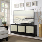 Manhattan Comfort - Ensemble de 4 : Meuble TV, bibliothèque, buffet et table d’appoint Sheridan style Mid-Century Modern - Noir-Buffet et meuble TV avec passe-câbles pour la gestion des câbles et des fils avec recommandation pour un écran TV de 55 pouces