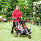 Aosom - Remorque de vélo 2 places pour enfants 2-en-1 poussette double pour bébé - rouge-Comprend plusieurs portes et fenêtres en maille zippées pour la ventilation 