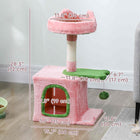 PawHut - Arbre à chat 28 po avec lit supérieur en peluche - rose et vert-Design unique avec une balle suspendue pour un plaisir interactif sans fin 