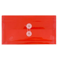 JAM Paper Enveloppes en plastique format affaires n° 10 avec fermeture à bouton et ficelle, 5 1/4 x 10 po, rouge, 24/paquet-Rouge