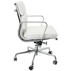 Plata Import - Alark chaise de bureau capitonnage en cuir PU cadre en métal à dossier bas, Blanc-Inclinaison synchronisee