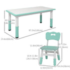Qaba Kids Adjustable Height Table and Chairs 5-Piece Set - Green-Easy-to-clean table surface for effortless cleaning 