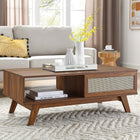 Modway Soma Coffee Table - Walnut-Natural Rattan Weave