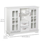 HOMCOM 39.4" L Kitchen Sideboard with 2 Drawers - White-Muti-function as a sideboard, kitchen cabinet, or a display stand 