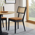 Modway - Caledonia Cuir végétalien en bois rembourré Chaises de salle à manger Ensemble de 2 - Black Tan-Assemblée requise