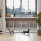PawHut Foldable Free Standing Pet Gate with Support Feet - White-Non-slip mats of the dog barrier prevent slipping on smooth surfaces 
