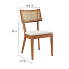 Modway Caledonia Fabric Upholstered Wood Dining Chair - Walnut/Beige - 2 Pack-Open Weave Rattan Backrest