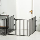 PawHut Pet Safety Playpen Room Divider - Black-This pet gate can be formed in any shape you want, L-shape, U-shape, hexagonal, etc
