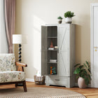 HOMCOM 72" H Farmhouse Pantry Cabinet - Distressed Light Grey-Drawer provides hidden storage for small items 
