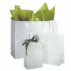 Eddie's Hang Up Shopping Bags with Handles - 50% Recycled Kraft Paper - 8" W x 4" D x 10" H - White - 25 Pack-40% post-consumer 11% post-industrial recycled content