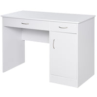 HOMCOM 43.25" Computer Desk with Storage Drawers - White-Simple stylish design is suitable for most decorations