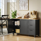 HOMCOM - Buffet moderne 47,2 po L avec portes à fermeture en douceur - noir-Trois tiroirs gardent les serviettes et la vaisselle bien rangées 