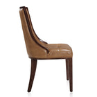 Manhattan Comfort Fifth Avenue 18.5" Traditional Faux Leather Upholstered Dining Chair - Saddle and Walnut - Set of 2-Weight Capacity: 300 lb. Seat Height: 18.5"