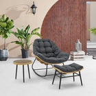 Manhattan Comfort - Ensemble moderne Benson de 3 pièces pour patio avec fauteuils à bascule - Gris - Lot de 3-Coussins amovibles avec fermeture éclair pour un nettoyage et un entretien faciles