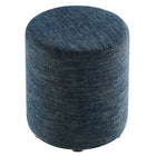 Modway - Callum Tissu rond tissé en bruyère de 16" Rembourré Ottoman - Heathered Weave Azure-Capacité de poids : 506 lbs.