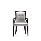 Manhattan Comfort - Fauteuil de salle à manger traditionnel Fifth Avenue 22,5 po en similicuir avec accoudoirs - Argent et Noyer-Fauteuil de salle à manger traditionnel pour usage en salle à manger