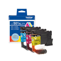 Brother Genuine LC501XL 3-Piece Ink Cartridge Set - High Yield - Cyan - Magenta - Yellow-High yield ink cartridges, print up to 500 pages per cartridge