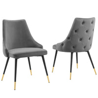 Modway Adorn Performance Velvet Dining Side Chair - Grey - 2 Pack-Vintage Modern Accent Dining Chair