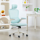 HOMCOM Ergonomic Office Chair with Lumbar Support - Light Green-Flip-up armrests save valuable space, great for compact rooms and apartments