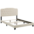 Modway Amelia Upholstered Fabric Queen Bed - Beige-Modern Bed Frame With Headboard