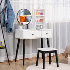 HOMCOM Vanity Desk with Stool - 31.5" L x 16.5" W x 51.6" H - White/Black-Suits for bedroom, cloakroom or locker room 
