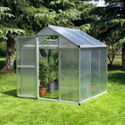 Outsunny 6' x 6' x 6.4' Polycarbonate Greenhouse- 4mm Twin wall, UV-resistant polycarbonate sheets keep your plants safe  
 