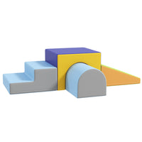 Qaba Toddlers Foam 4-Piece Play Set - Dark Colours-Practices climbing, crawling, and sliding 