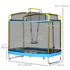 Qaba 3 In 1 Mini Trampoline with Safety Net, Gymnastics Bar, Swing - Light Blue-U-shaped legs provide excellent stability and support 
