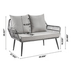 Manhattan Comfort Portofino Modern Patio 4-Person Conversation 4-Piece Set with Coffee Table - Grey-Coffee Table Measures: 35.43" Length, 21.65" Depth, 15.75" Height