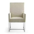 Manhattan Comfort - Chaise de salle à manger moderne Element 60,3 cm en velours capitonné - Champagne-Conception à dossier tendu