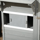 PawHut 76" L Outdoor Wooden Catio Walk-in Cat House with Jump Platforms - Grey-Constructed of solid fir wood and galvanized steel wire mesh for stability 