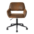 Homy Casa - Chaise de bureau industrielle réglable en suède marron avec base noire-Hauteur Réglable : Personnalisez facilement la hauteur de la chaise selon vos préférences grâce au mécanisme de levage à gaz