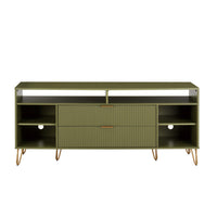 Manhattan Comfort DUMBO 62.99" Modern TV Stand - Olive Green-Mid-Century Modern TV Stand for Living Room Use