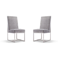 Manhattan Comfort - Lot de 2 chaises de salle à manger modernes Element 19,68 po en velours gris-Chaise de salle à manger moderne parfaite pour la salle à manger et le salon d’appoint Lot de 2