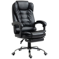 HOMCOM - Fauteuil de bureau exécutif inclinable en similicuir avec accoudoirs - noir-Chaise de bureau moderne qui ajoute du style à toute pièce et à toute déco