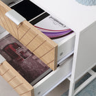 HOMCOM - Table de chevet moderne avec 2 tiroirs et base en métal - blanc-Couleurs : Blanc, Chêne 