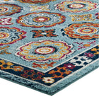 Modway Entourage Odile Distressed Floral Moroccan Trellis Area Rug - 8 ft W x 10 ft L - Blue Red Orange Yellow-High-Density / Machine-Woven